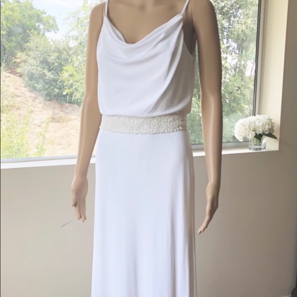 Wihite gown by Belle Mischka Badgley